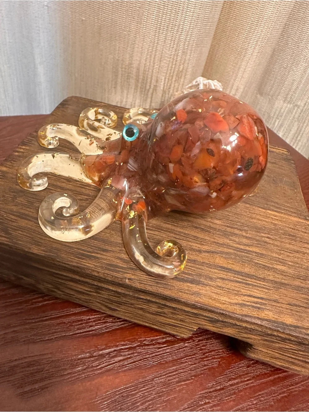 Resin and Red Jasper Crystal Chips Octopus Sculpture - Picture 12 of 12